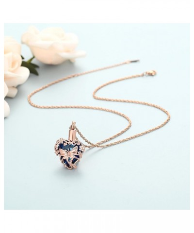 Butterfly Heart Urn Necklaces Cremation Jewelry for Ashes for Women Men Memorial Human Ashes Pendant A Rose Gold-Blue $11.21 ...