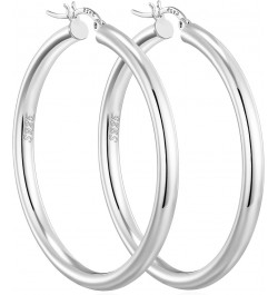 4mm Thick Sterling Silver Hoop Earrings for Women Big Chunky Hoop Earrings Lightweight Hoop Earrings Large Hollow Tube Hoop E...