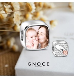 Custom Charm Bead Sterling Silver Mom-Child Love Bond Personalized Photo Charm with Holding Hands fit Bracelet Necklace Gift ...