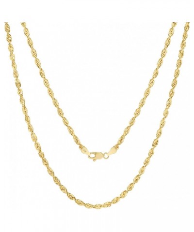 14k Yellow Gold 3mm Rope Chain Diamond Cut Lightweight Necklace, Mens Womens Jewelry 16" 18" 20" 22" 24" 26" 28" 30 24 $139.5...