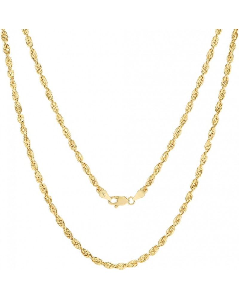 14k Yellow Gold 3mm Rope Chain Diamond Cut Lightweight Necklace, Mens Womens Jewelry 16" 18" 20" 22" 24" 26" 28" 30 24 $139.5...