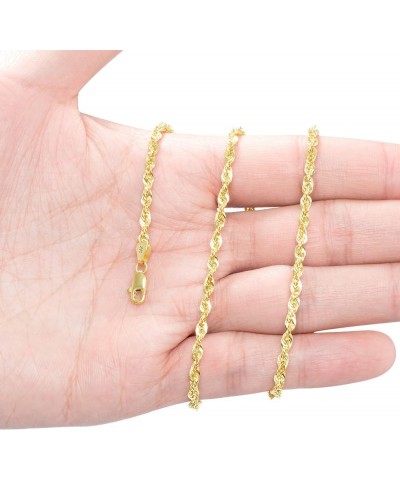 14k Yellow Gold 3mm Rope Chain Diamond Cut Lightweight Necklace, Mens Womens Jewelry 16" 18" 20" 22" 24" 26" 28" 30 24 $139.5...