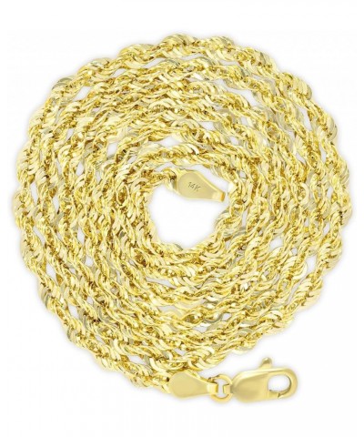 14k Yellow Gold 3mm Rope Chain Diamond Cut Lightweight Necklace, Mens Womens Jewelry 16" 18" 20" 22" 24" 26" 28" 30 24 $139.5...