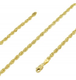 14k Yellow Gold 3mm Rope Chain Diamond Cut Lightweight Necklace, Mens Womens Jewelry 16" 18" 20" 22" 24" 26" 28" 30 24 $139.5...