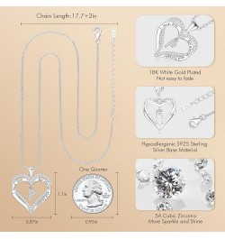 Heart Initial Necklace Gift for Women, 925 Sterling Silver Initial Letter Pendant Necklace Anniversary Birthday Christmas Jew...