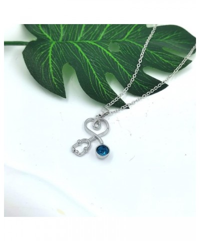 Stethoscope Pendant Necklace for Women Crystal Heart Shaped Stethoscope Clavicle Necklace Nurse's Day Gift Jewelry Blue $7.50...