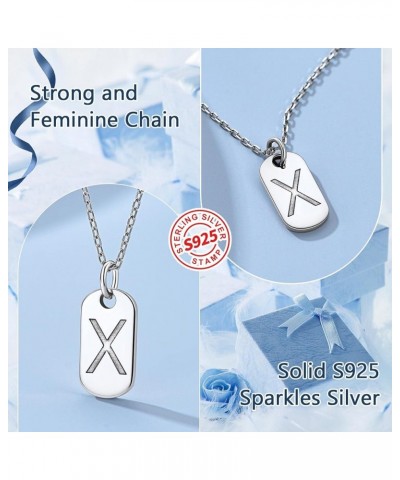 Solid Silver Initial Necklace with S925 Stamp, 26 Alphabets Tiny Dog Tag for Women/Men, Send Gift Box Y $8.09 Necklaces