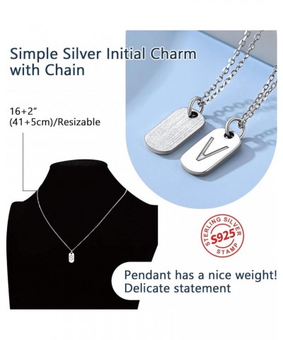 Solid Silver Initial Necklace with S925 Stamp, 26 Alphabets Tiny Dog Tag for Women/Men, Send Gift Box Y $8.09 Necklaces