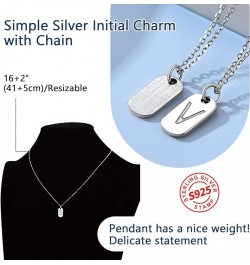 Solid Silver Initial Necklace with S925 Stamp, 26 Alphabets Tiny Dog Tag for Women/Men, Send Gift Box Y $8.09 Necklaces