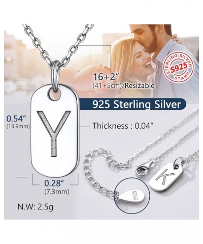 Solid Silver Initial Necklace with S925 Stamp, 26 Alphabets Tiny Dog Tag for Women/Men, Send Gift Box Y $8.09 Necklaces