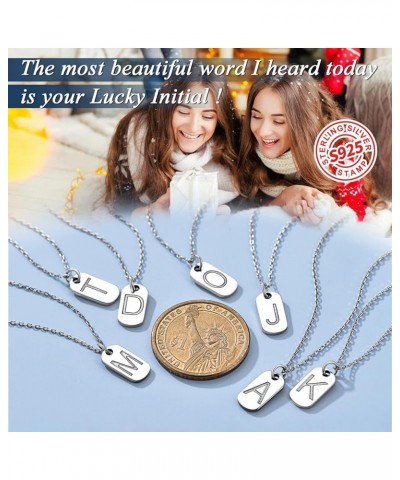 Solid Silver Initial Necklace with S925 Stamp, 26 Alphabets Tiny Dog Tag for Women/Men, Send Gift Box Y $8.09 Necklaces