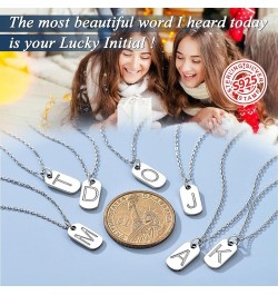 Solid Silver Initial Necklace with S925 Stamp, 26 Alphabets Tiny Dog Tag for Women/Men, Send Gift Box Y $8.09 Necklaces