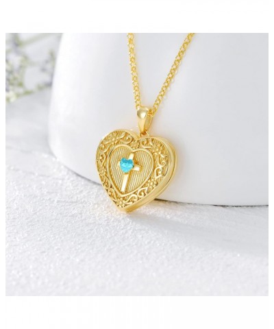 Personalized Gold Birthstone Cross Locket Necklace That Holds 1 Picture Photo Heart Birthstone Locket Gift for Women Men C-Ma...