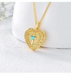 Personalized Gold Birthstone Cross Locket Necklace That Holds 1 Picture Photo Heart Birthstone Locket Gift for Women Men C-Ma...