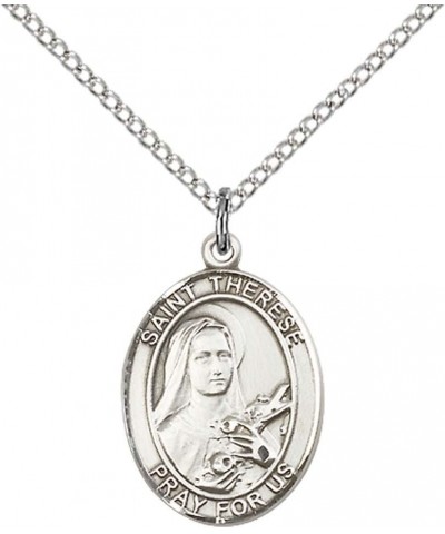 Sterling Silver St. Therese of Lisieux Pendant with 18" Stainless Steel Lite Curb Chain. Patron Saint of Aviators/Florists $3...