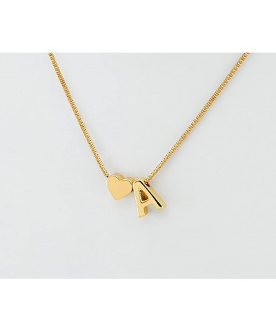 14K Gold Plated Initials with Filled Heart, Alphabet Pendant Letter A to Z Necklaces for Women with Gift Box | Adjustable Cha...