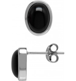 Natural Oval 8x6 mm Black Onyx 925 Sterling Silver Cabochon Stud Earrings $13.79 Earrings