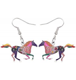 Enamel Alloy Running Horse Earrings Drop Dangle Fashion Jewelry For Women Girls Cute Charms Gift Purple $9.34 Earrings