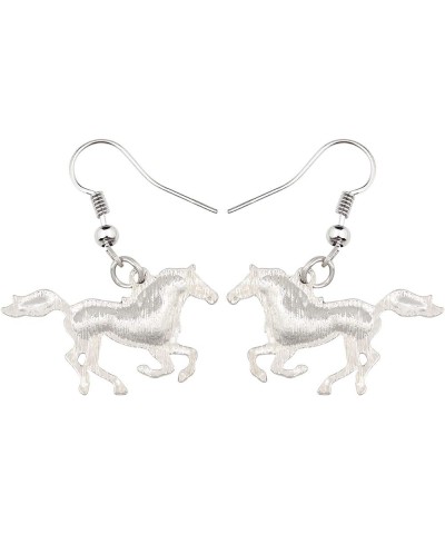 Enamel Alloy Running Horse Earrings Drop Dangle Fashion Jewelry For Women Girls Cute Charms Gift Purple $9.34 Earrings