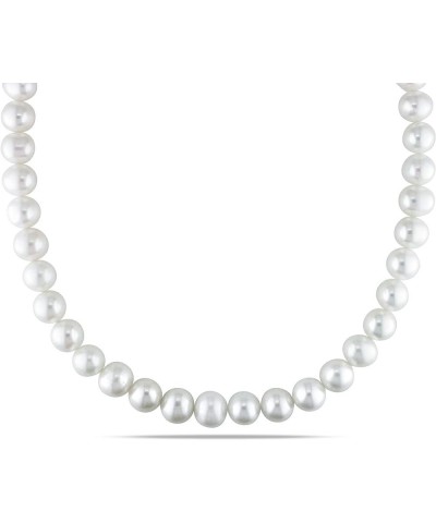 Cultured Freshwater Oval White Pearl Strand Necklace with Sterling Silver Ball Clasp, 18in 10.0-11.0mm $29.14 Necklaces