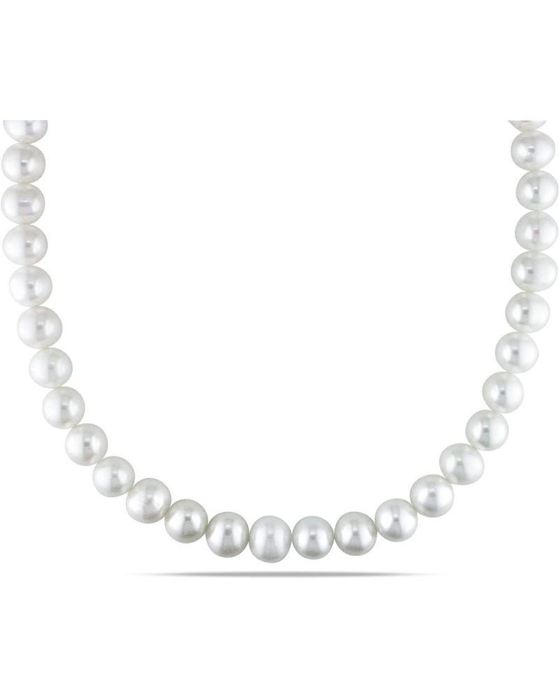 Cultured Freshwater Oval White Pearl Strand Necklace with Sterling Silver Ball Clasp, 18in 10.0-11.0mm $29.14 Necklaces