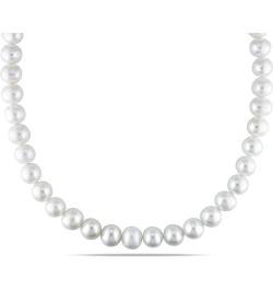 Cultured Freshwater Oval White Pearl Strand Necklace with Sterling Silver Ball Clasp, 18in 10.0-11.0mm $29.14 Necklaces