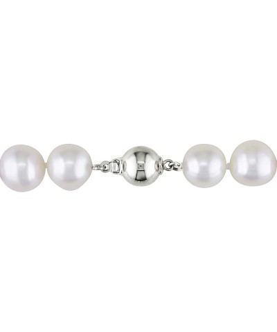 Cultured Freshwater Oval White Pearl Strand Necklace with Sterling Silver Ball Clasp, 18in 10.0-11.0mm $29.14 Necklaces