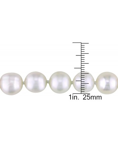 Cultured Freshwater Oval White Pearl Strand Necklace with Sterling Silver Ball Clasp, 18in 10.0-11.0mm $29.14 Necklaces