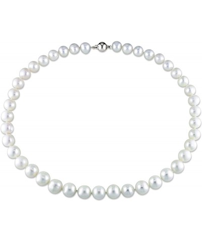 Cultured Freshwater Oval White Pearl Strand Necklace with Sterling Silver Ball Clasp, 18in 10.0-11.0mm $29.14 Necklaces