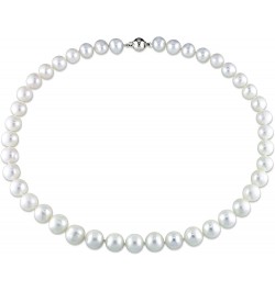 Cultured Freshwater Oval White Pearl Strand Necklace with Sterling Silver Ball Clasp, 18in 10.0-11.0mm $29.14 Necklaces