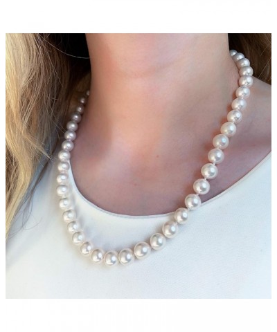 Cultured Freshwater Oval White Pearl Strand Necklace with Sterling Silver Ball Clasp, 18in 10.0-11.0mm $29.14 Necklaces