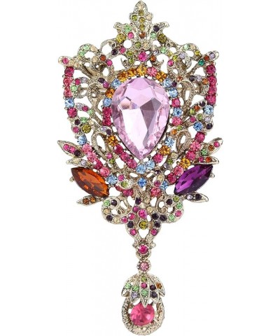 Women's Rhinestone Crystal Art Deco Floral Vine Tear Drop Banquet Brooch Pendant Colorful Gold-Tone $12.41 Brooches & Pins