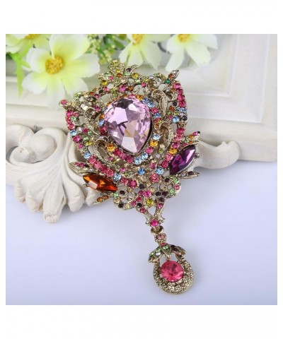 Women's Rhinestone Crystal Art Deco Floral Vine Tear Drop Banquet Brooch Pendant Colorful Gold-Tone $12.41 Brooches & Pins