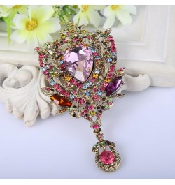 Women's Rhinestone Crystal Art Deco Floral Vine Tear Drop Banquet Brooch Pendant Colorful Gold-Tone $12.41 Brooches & Pins