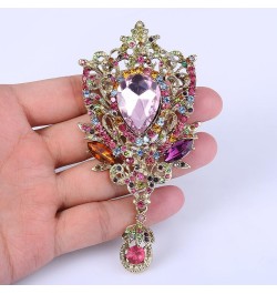 Women's Rhinestone Crystal Art Deco Floral Vine Tear Drop Banquet Brooch Pendant Colorful Gold-Tone $12.41 Brooches & Pins