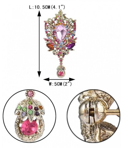 Women's Rhinestone Crystal Art Deco Floral Vine Tear Drop Banquet Brooch Pendant Colorful Gold-Tone $12.41 Brooches & Pins