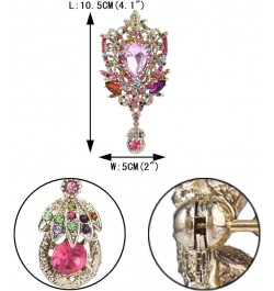 Women's Rhinestone Crystal Art Deco Floral Vine Tear Drop Banquet Brooch Pendant Colorful Gold-Tone $12.41 Brooches & Pins