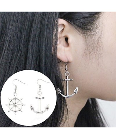 Irregular Silver Nautical Anchor Rudder Earrings Personality Fashion Dangle Earrings $8.84 Earrings