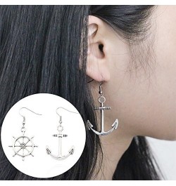 Irregular Silver Nautical Anchor Rudder Earrings Personality Fashion Dangle Earrings $8.84 Earrings