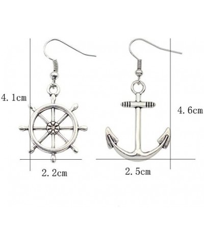 Irregular Silver Nautical Anchor Rudder Earrings Personality Fashion Dangle Earrings $8.84 Earrings