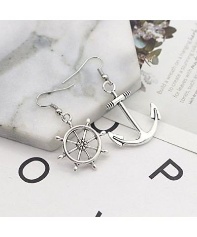 Irregular Silver Nautical Anchor Rudder Earrings Personality Fashion Dangle Earrings $8.84 Earrings