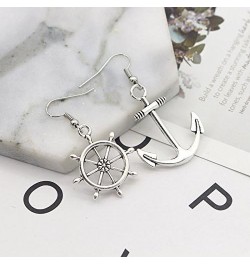 Irregular Silver Nautical Anchor Rudder Earrings Personality Fashion Dangle Earrings $8.84 Earrings