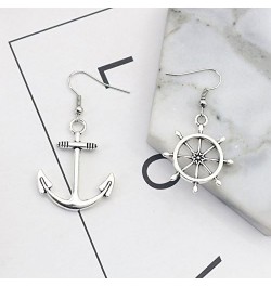 Irregular Silver Nautical Anchor Rudder Earrings Personality Fashion Dangle Earrings $8.84 Earrings