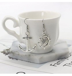 Irregular Silver Nautical Anchor Rudder Earrings Personality Fashion Dangle Earrings $8.84 Earrings