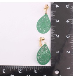 Carving Clip On Earrings for Women Lightweight Teardrop Leaf No Pierced Earrings green $10.39 Earrings