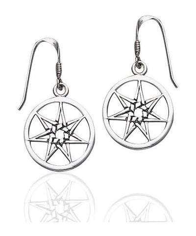 7-Point Elven Faery Star or Pentacle Sterling Silver Hook Earrings $17.91 Earrings