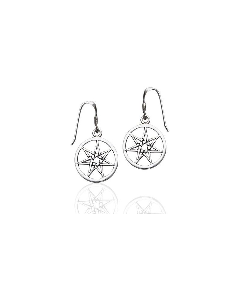 7-Point Elven Faery Star or Pentacle Sterling Silver Hook Earrings $17.91 Earrings