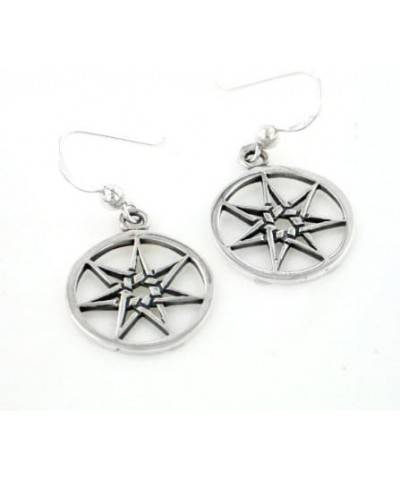 7-Point Elven Faery Star or Pentacle Sterling Silver Hook Earrings $17.91 Earrings