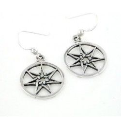 7-Point Elven Faery Star or Pentacle Sterling Silver Hook Earrings $17.91 Earrings