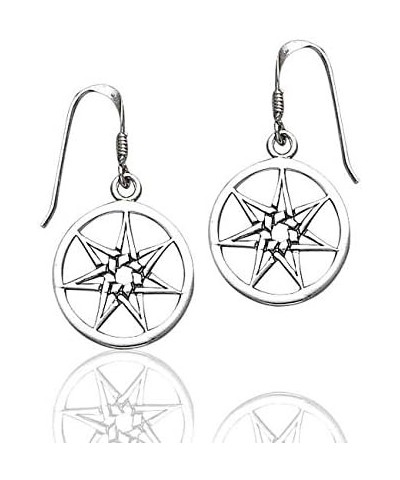 7-Point Elven Faery Star or Pentacle Sterling Silver Hook Earrings $17.91 Earrings